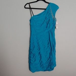 NWT turquoise teal off 1 shoulder dress